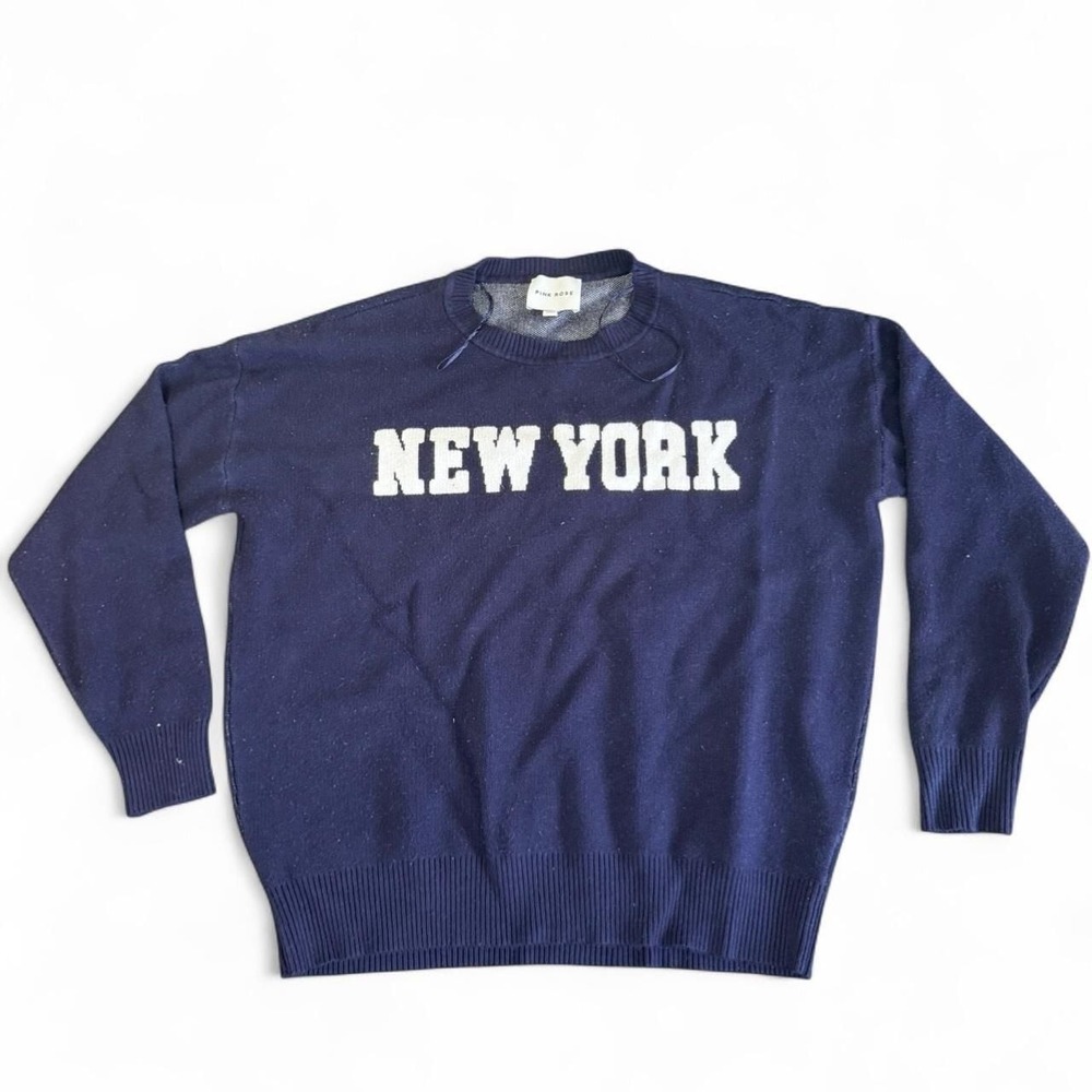 Pink‎ Rose New York Navy Sweater, Size M, Knit Pullover